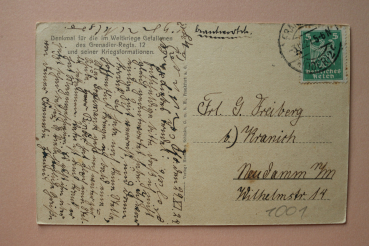 Postcard PC Frankfurt Oder 1921 Monument Town architecture Brandenburg
